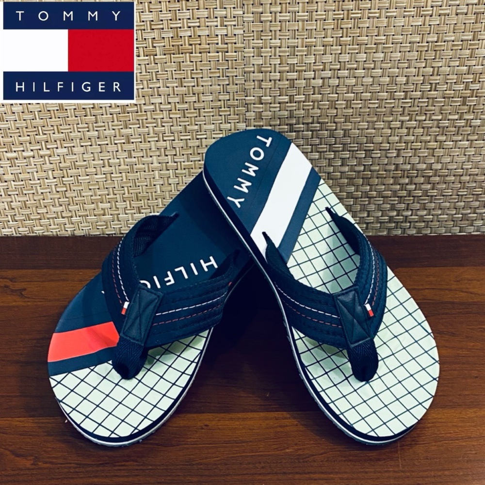 🌟10xHP🌟Tommy Hilfiger Dre Navy Logo Flip Flops